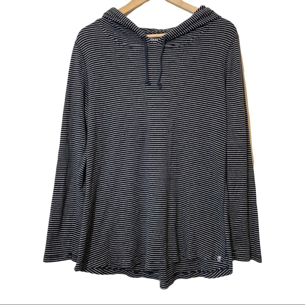Eddie Bauer Striped Hoodie Long Sleeve Jersey Large Black White